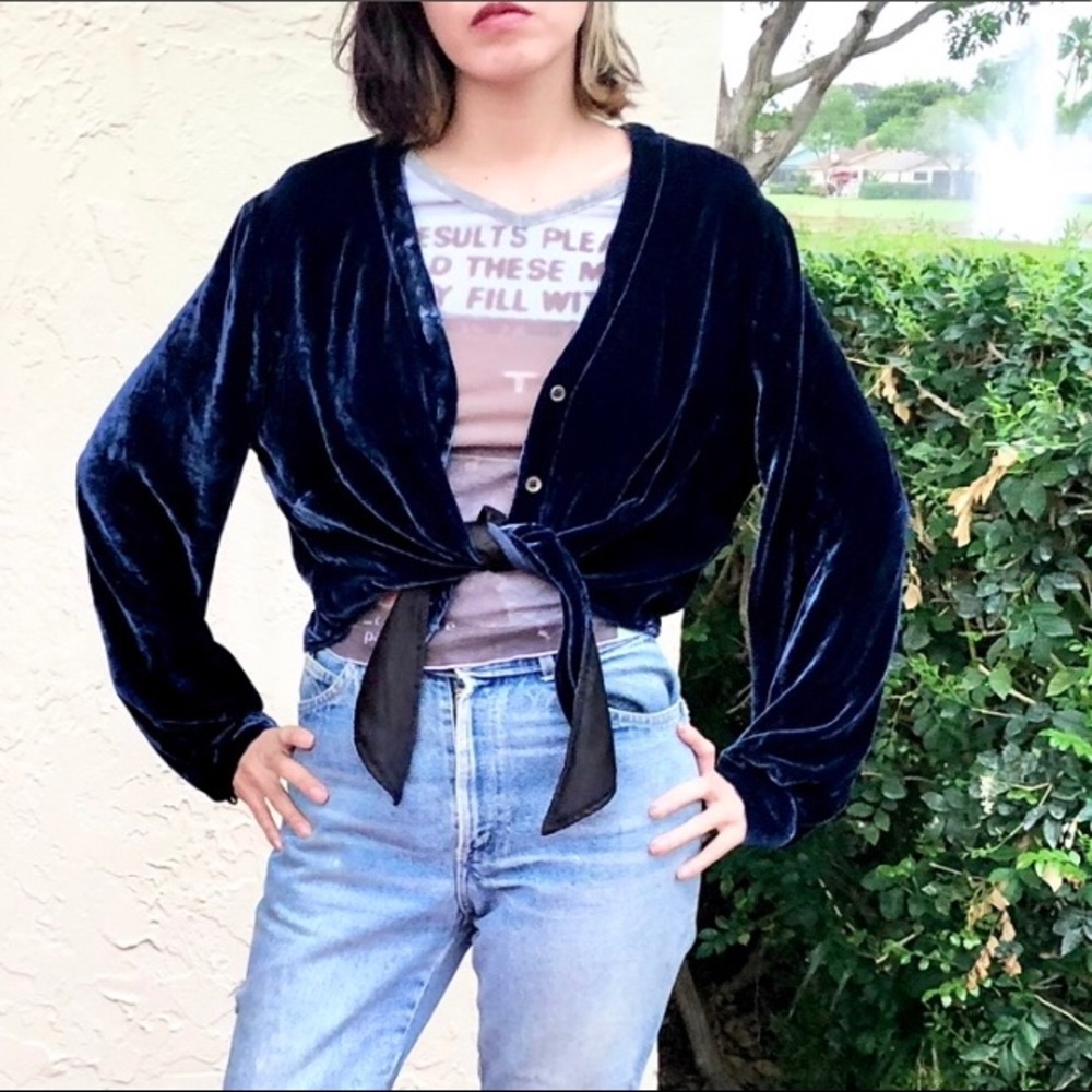 Veda Button Down Velvety Top in Size M